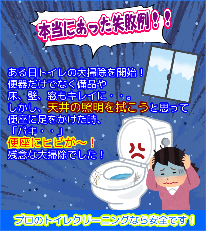 便座に足をかけて破損!トイレ掃除大失敗