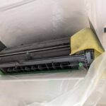エアコン洗浄前の養生作業